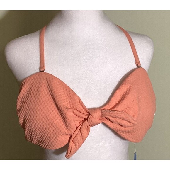 Cupshe Women's Peach Textured Halter Tie Padded Bikini Top Size XL NWT - Picture 1 of 11